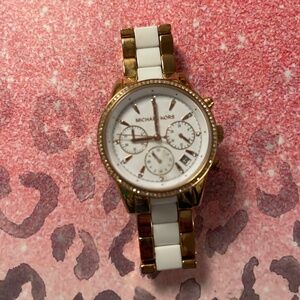 Michael Kors Gold-tone and White Acetate Watch